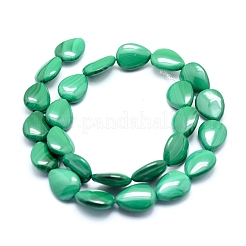 天然石マラカイトビーズ連売り  ティアドロップ  15.5~16x12x4~4.5mm  穴：0.8mm  約25個/連  15.75インチ（40cm）&nbsp;G-D0011-10B