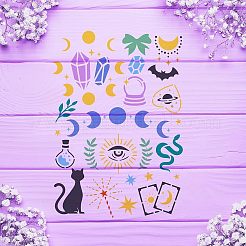 大きなプラスチック製の再利用可能な描画絵画ステンシル テンプレート  スクラップブック、布地、タイル、床、家具、木材の塗装用  長方形  月の満ち欠けの模様  297x210mm&nbsp;DIY-WH0202-161