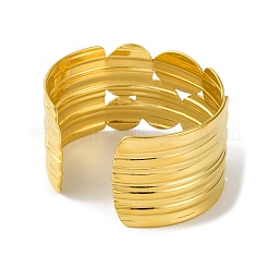 Ion Plating(IP) Grooved Wide 304 Stainless Steel Cuff Bangles for Women&nbsp;BJEW-B104-22G