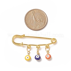 Rack Plating Brass Enamel Evil Eye Charms Safety Pin Brooch&nbsp;JEWB-BR00091
