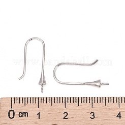 変色防止ロジウムメッキスターリングシルバーピアスフック925個  プラチナ  21x3mm  トレイ：2mm  20ゲージ  ピン：0.8mmと0.7mm&nbsp;STER-I016-101P