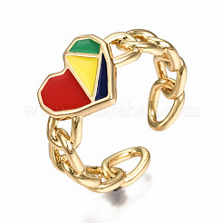 Brass Enamel Cuff Rings&nbsp;RJEW-N035-003-NF