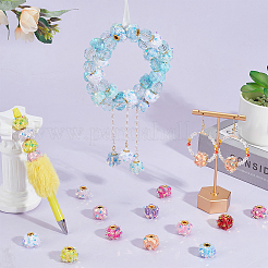 ポリエステルとプラスチックの90色パイエットヨーロピアンビーズ15個  大穴ビーズ  ロンデル  真鍮製の芯材付き  ミックスカラー  16x13~14mm  穴：4mm  6個/カラー&nbsp;FIND-PH0029-13