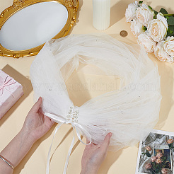 布製の花嫁用ショール  結婚式のパーティーの衣装アクセサリー用のプラスチックパール付き  ホワイト  1000x60x10mm&nbsp;AJEW-WH0455-349B