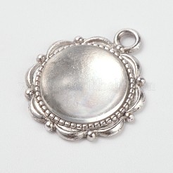 Flower Alloy Pendant Cabochon Settings and Half Round/Dome Clear Glass Cabochons&nbsp;DIY-X0221-AS-FF