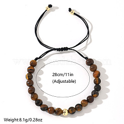 Natural Tiger Eye Round Beads Braided Bead Bracelets&nbsp;LS-ZJ4066-1