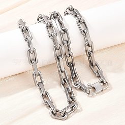 7.5mm 304ステンレススチールペーパークリップチェーンネックレス  変色しない  ステンレス鋼色  27.83インチ（70.7cm）&nbsp;NJEW-Z105-01P