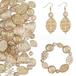 70個7スタイルメッキアクリルビーズ  ライン入り  混合図形  透明  9.5~28x9.5~30x4.5~14mm  穴：1.5~2.5mm  10個/スタイル&nbsp;PACR-YW0001-60
