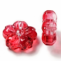 スプレー塗り透明ガラス・ビーズ  さくら  ミックスカラー  13.5x14x6mm  穴：1.2mm&nbsp;X-GLAA-F119-01