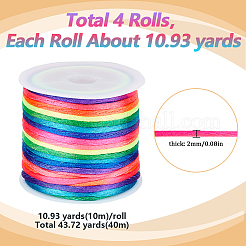 4 Rolls Segment Dyed Nylon Satin Rattail Cords&nbsp;NWIR-SC0001-19