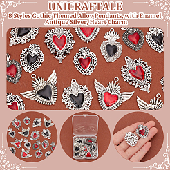 16Pcs 8 Styles Gothic Themed Alloy Pendants&nbsp;ENAM-UN0001-09
