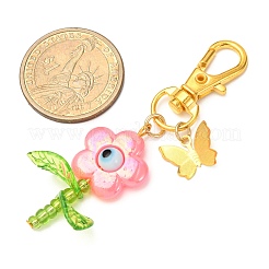 花のアクリルペンダント装飾  合金製回転式ナスカンカニカン付き  ミックスカラー  72mm&nbsp;HJEW-JM04156