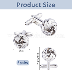 6 Pairs Alloy Cufflinks&nbsp;FIND-FH0017-36P