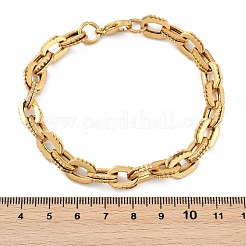 304ステンレススチールダブルケーブルリンクチェーンブレスレット女性男性用  イオンプレーティング（ip）  ゴールドカラー  8-5/8インチ（21.8cm）&nbsp;BJEW-F488-36G