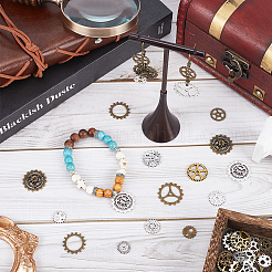 102Pcs 17 Style Tibetan Style Alloy Steampunk Charms Sets&nbsp;TIBEP-SC0002-44