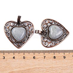 Natural Labradorite Peach Love Heart Pendants&nbsp;G-G158-01-12