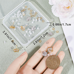 12Pcs 2 Color Brass Pave Clear Cubic Zirconia Flower Stud Earring Findings&nbsp;DIY-CN0002-79