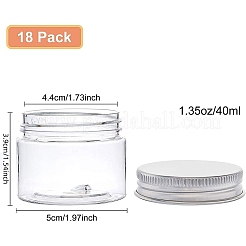プラスチック製の空の化粧品容器  アルミスクリュートップリッド付き  透明  4.1x5cm&nbsp;CON-BC0006-11