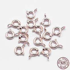 925スターリングシルバースプリングリングの留め金  リング  スタンプ925個付き  ローズゴールド  7x6x1mm  穴：1.5mm&nbsp;STER-K167-076A-RG