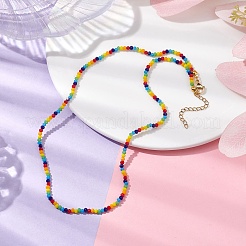 ソリッドカラーガラスビーズネックレス6個  304ステンレススチール製金具付き  カラフル  18.50インチ（47cm）&nbsp;NJEW-JN04900