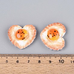 オペーク樹脂カボション  ハート型目玉焼き  オレンジ  23.5x26.5~27x10mm&nbsp;CRES-T025-37