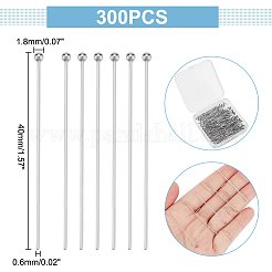 304ステンレススチールボールヘッドピン300個  ステンレス鋼色  40x0.6mm  22ゲージ  ヘッド：1.8mm&nbsp;STAS-UN0049-23