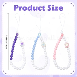 アクリル＆プラスチック製携帯ストラップ3個  ミックスカラー  180mm&nbsp;HJEW-YW00235