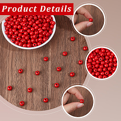 Spray Painted Round Natural Schima Wood Beads&nbsp;WOOD-PA0001-81A-01