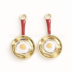 合金エナメルチャーム  ポーチドエッグの入ったパン  ゴールドカラー  DIYのジュエリーには  レッド  27x15x5mm  穴：2mm&nbsp;ENAM-TAC0001-14A