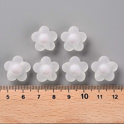 透明なアクリルビーズ  艶消し  二層ビーズ  花  ホワイトスモーク  16.5x17x9.5mm  穴：2.5mm  約390個/500g&nbsp;TACR-S152-09C-06