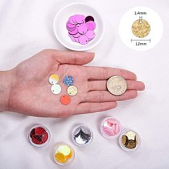 オーナメントアクセサリープラスチックスパンコール/スパンコールチャーム  フラットラウンド  ミックスカラー  12~13x0.1mm  穴：1.4mm&nbsp;PVC-OC0001-04