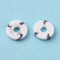 手作りのツートンカラーのポリマークレイビーズ  ヒシビーズ  ディスク/フラットラウンド  ライトグレー  6x0.5mm  穴：1.8mm  約22000~25000個/1000g&nbsp;CLAY-N008-B010E