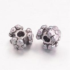 チベット風トライスペーサービーズ  カドミウムフリー＆ニッケルフリー＆鉛フリー  花  アンティークシルバー  6.5x4mm  穴：1.5mm&nbsp;LF5036Y-NF