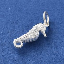 スターリングシルバーの海の動物タツノオトシゴチャーム925個  丸カン付き  タツノオトシゴ  15x6x4.5mm  穴：3.7mm&nbsp;STER-E071-02S-05