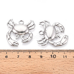304ステンレスペンダント  カニチャーム  変色防止  ステンレス鋼色  27x25.3x3.2~3.9mm  穴：2.5mm&nbsp;STAS-T065-67P