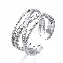 Non-Tarnish 304 Stainless Steel Criss Cross Open Cuff Ring&nbsp;LS-RJEW-T023-23P