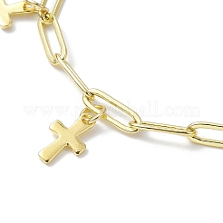 Golden 304 Stainless Steel Charm Bracelets with Brass Paperclip Chains&nbsp;BJEW-JB10031-03