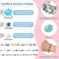 6 Strands 3 Styles Electroplate Glass Bead Strands&nbsp;EGLA-TA0013-70