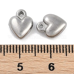 304ステンレススチールチャーム  ステンレス鋼色  ハート  10x8x4.5mm  穴：1mm&nbsp;STAS-R135-01P-02