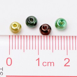 チョコミントミックスパールカラーのガラスパールビーズ  ミックスカラー  4mm  穴：1mm  約400個/袋&nbsp;HY-X006-4mm-04