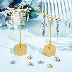 24 個 2 色の真鍮フレンチフックピアスパーツ  水平ループ付き  花  プラチナ·ゴールデン  17x8mm  穴：1.5mm  12個/カラー&nbsp;KK-BBC0004-28