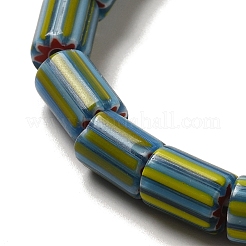 手作りのネパールランプワークビーズ  ストライプの列  士官候補生ブルー  6~14x5~8mm  穴：1.4~3mm  約52~78個/連  25.59~25.98''（65~66センチメートル）&nbsp;LAMP-B023-07A-08