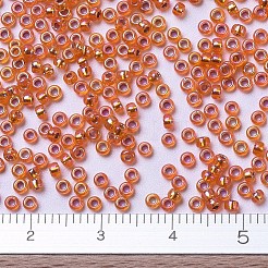 MIYUKIラウンドロカイユビーズ  日本製シードビーズ  （rr1008)シルバーライニングオレンジab  11/0  2x1.3mm  穴：0.8mm  約1100PCS /ボトル  10 G /ボトル&nbsp;SEED-JP0008-RR1008