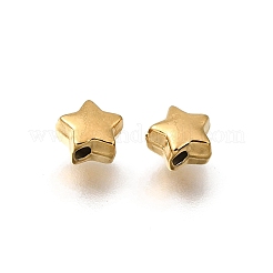 304ステンレススチールスペーサービーズ  イオンプレーティング（ip）  18KGP本金メッキ  スター  6x6x3.5mm  穴：1.2mm&nbsp;STAS-L315-074G-05
