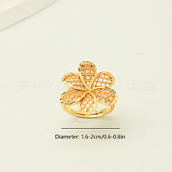 女性のための調節可能な真鍮の指輪  中空の花  18KGP本金メッキ  16mm〜20mm&nbsp;DS8817-2