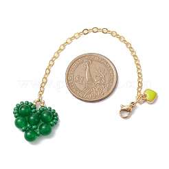 Valentine's Day Glass Seed & Natural Carnelian & Yellow Jade & Howlite & Tiger Eye & Malaysia Jade & Synthetic Green Turquoise Beads Pendant Decoration&nbsp;HJEW-MZ00107