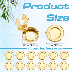 20Pcs Flat Round Brass Button Covers Settings&nbsp;BUTT-ME0001-48E