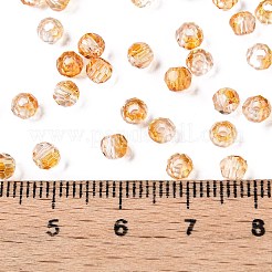 ベーキングペイント電気メッキ透明ガラスシードビーズ  ロンデル  ダークオレンジ  4~4.5x3.5mm  穴：1.2~1.6mm  約4500個/ポンド&nbsp;SEED-N006-07G