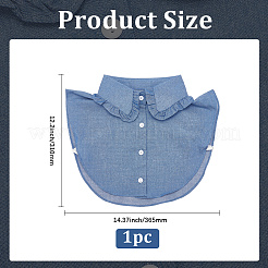 取り外し可能なコットンシャツの襟  洋服縫製アップリケエッジ  DIYアクセサリー  スチールブルー  310x365x5mm&nbsp;AJEW-WH20816-025A