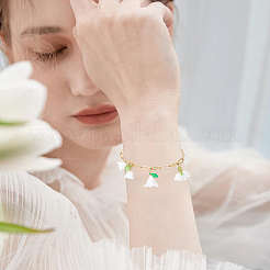 パールアクリルペンダント30個  花/スズランのチャーム  ホワイト  17.5x15.5x16.5mm  穴：2.5mm&nbsp;FIND-BM0001-66